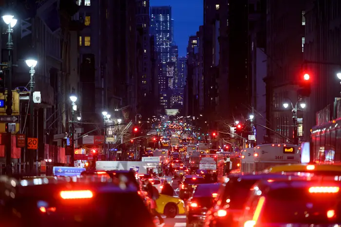 Cars stuck in gridlock traffic in Manhattan